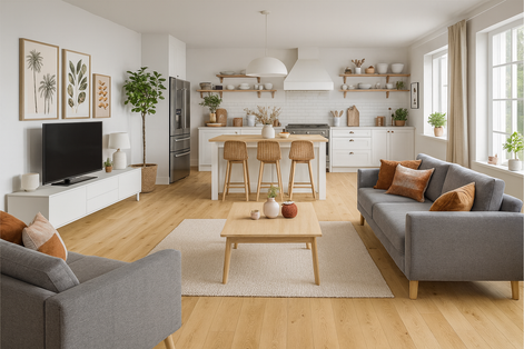 Oak Lugana Natural (Wide Plank) - with a solid oak top layer in matt lacquer