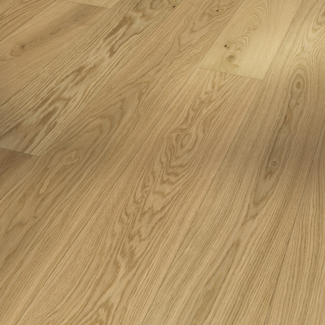 Oak Brushed (Wide Plank, Natur) with a solid oak top layer in natural oil plus finish