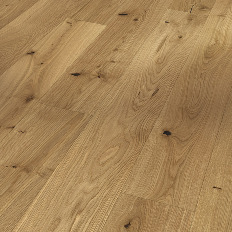 Oak (Wide Plank, Rustikal) with a solid oak top layer in natural oil plus finish